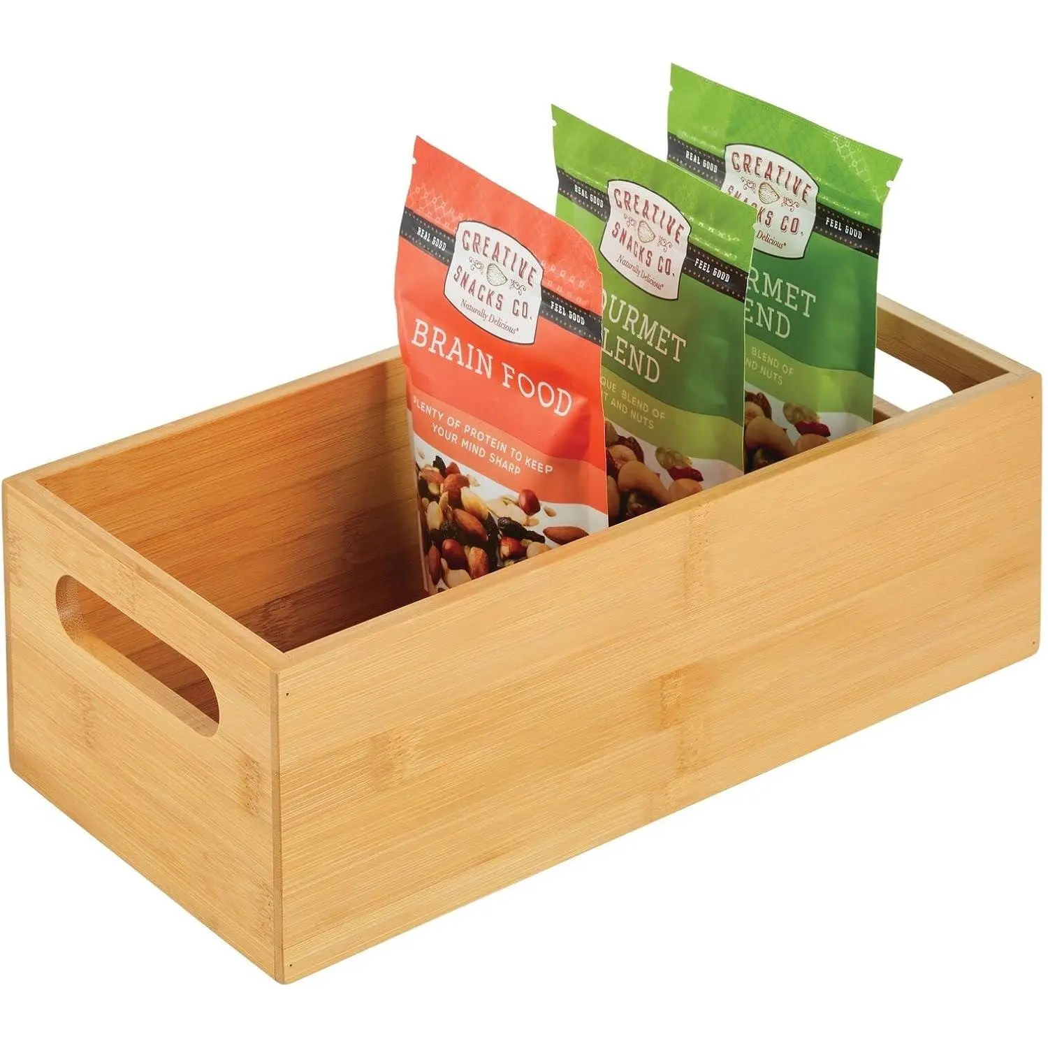 Storage Bin Container, Drawer Organizer Crate Boxes with Handles for Kitchen Pantry Cabinet, Shelves, or Counter, Holds Snacks, Spices, Drinks, Echo Collection, /Tan