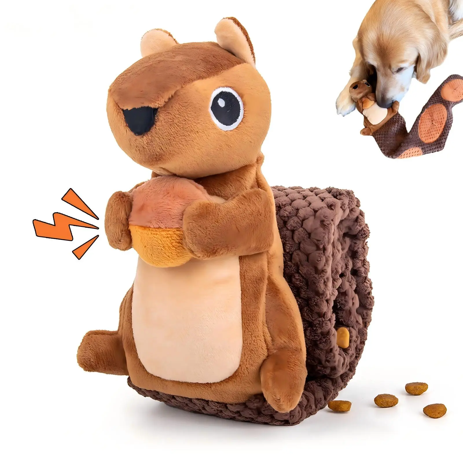 Interactive Squirrel Dog Puzzle Toy, Treat Dispensing Squeaky Plush Dog Toy with Crinkle Paper, Adjustable Snuffle Mat Chew Toy for Small Medium Large Dogs, Boredom & Anxiety Relief