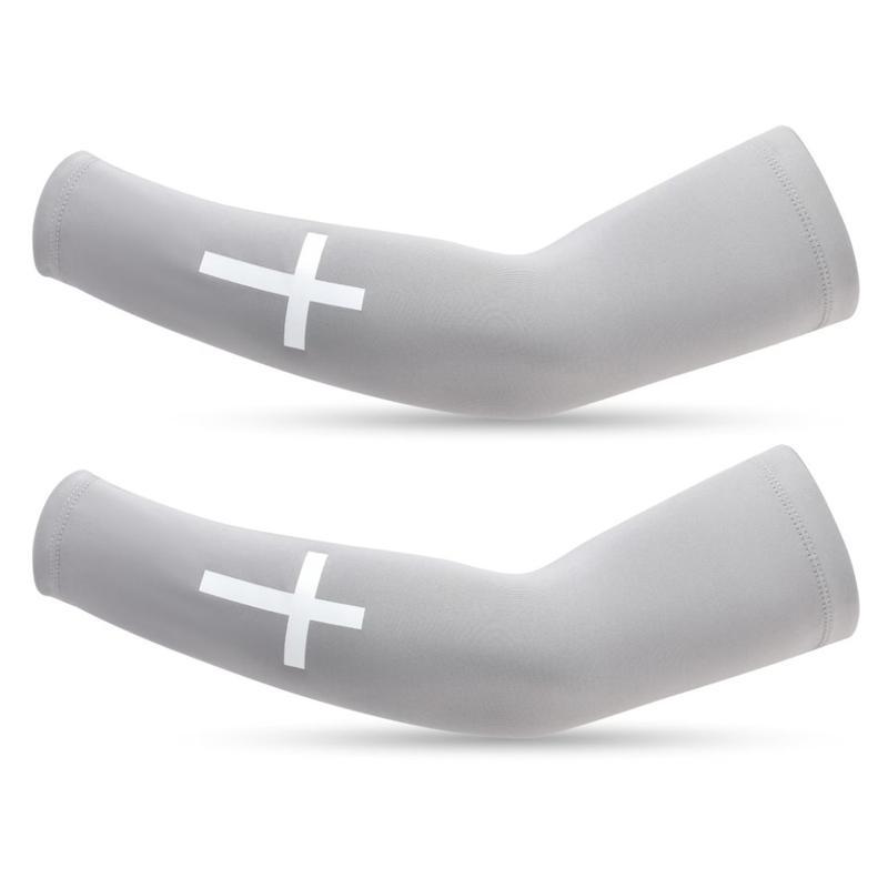 Sports Compression Arm Sleeves – Cross Pattern Faith-Inspired Design, Elastic Breathable Support for Men & Women, Athletic Sleeves for Football, Training, Gym Workouts & Outdoor Sports