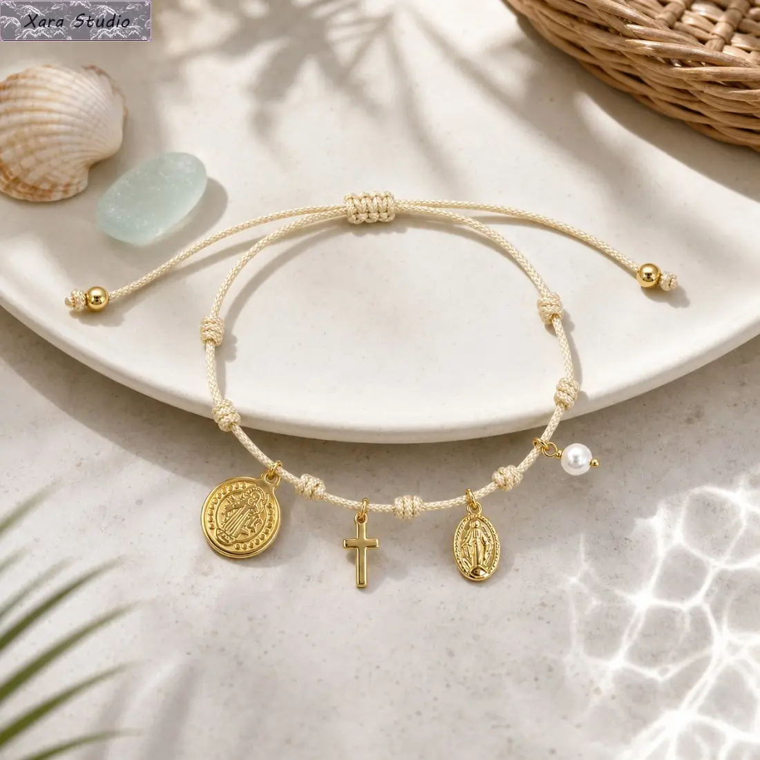 Handmade Boho Braided Bracelet for Women, Adjustable Woven Cord Bracelet with Pearl and Metal Symbolic Charm, Stackable Minimalist Jewelry, Lightweight Fashion Accessory for Daily Wear, Beach Vacation, Music Festival, Birthday & Holiday Gifts
