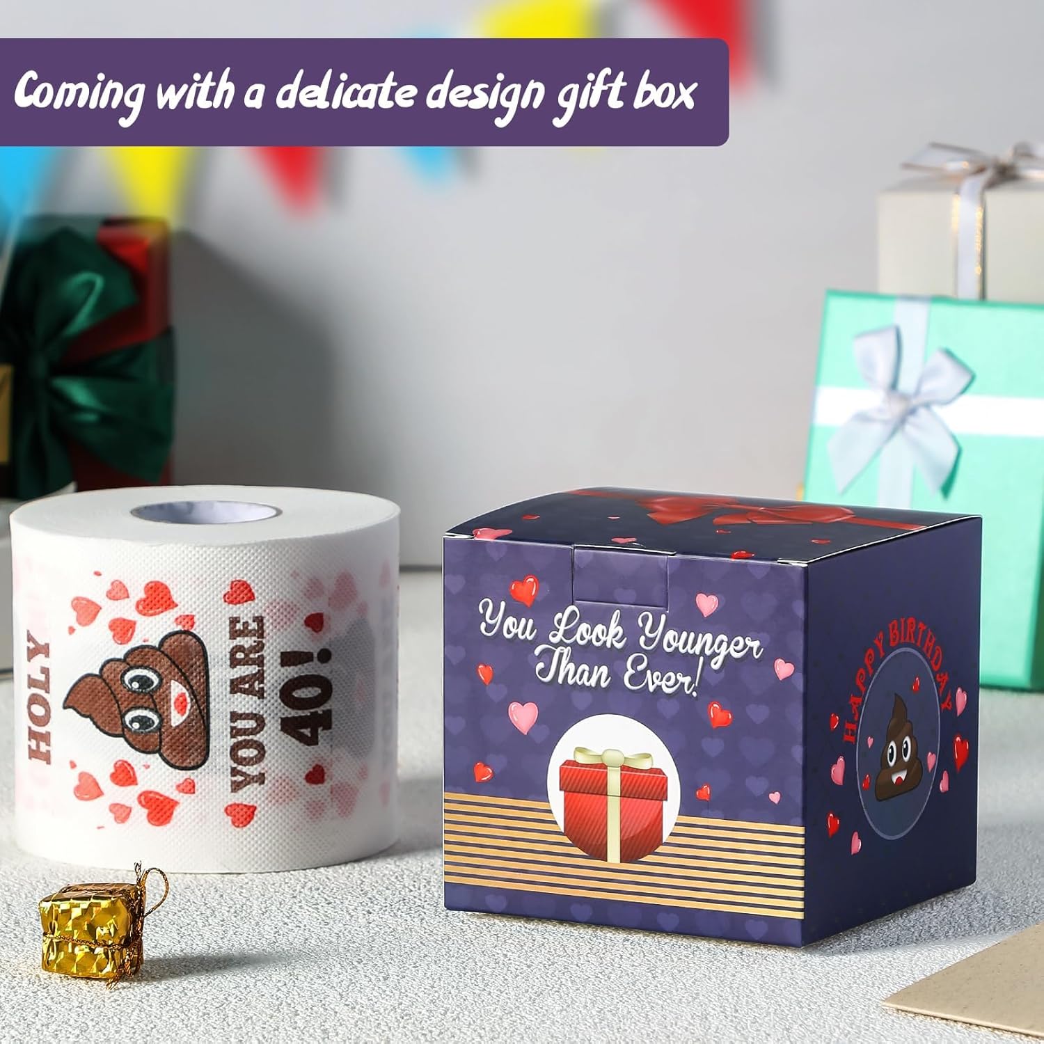 40th Birthday Gifts for Women, Men, Her, Him - Happy Prank Toilet Paper - 40th Birthday Decorations, Party Supplies Favors - 40  Funny Gag  Ideas, Novelty Bday Present for Friends, Family
