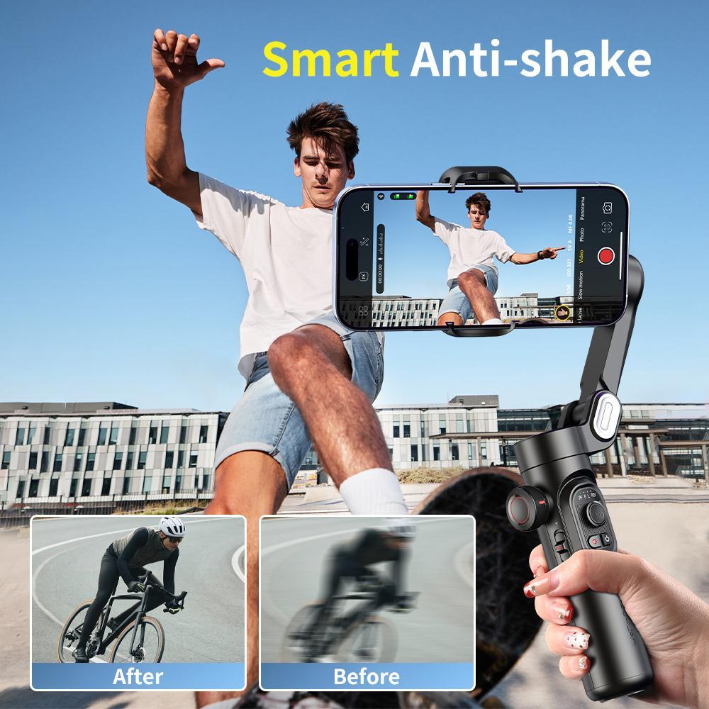 Handheld 3-Axis Anti-Shake Shooting Stand (1 Count), Rotating Automatic Face Tracking Stabilizer for Live Video, Phone Accessory for Content Creators, Smartphone Camera Accessories