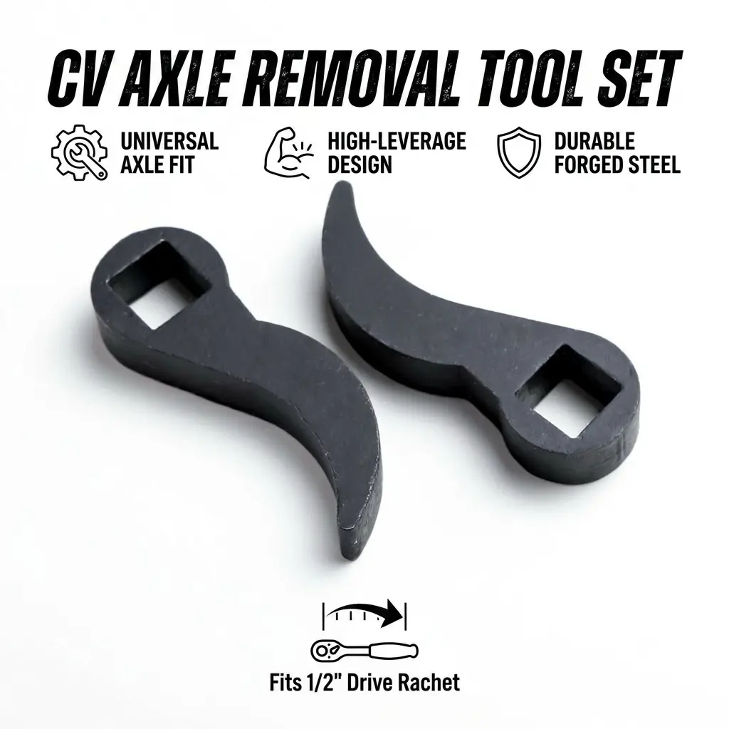 Heavy-Duty Horn-Style Axle Shaft Removal Tool with Lever Mechanism for Effortless Disassembly of Front and Rear Drive Axles in Automotive Repair Applications