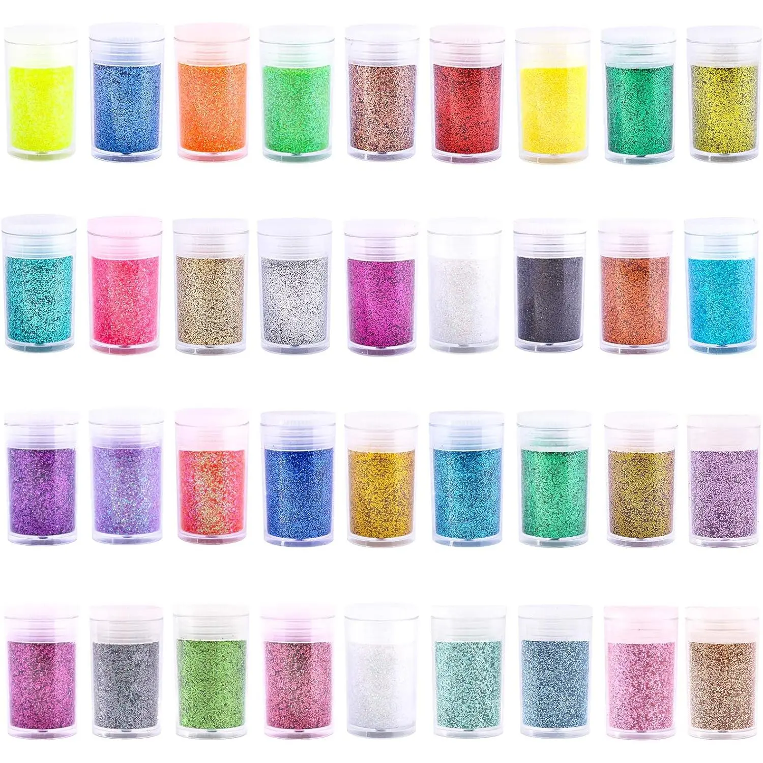 Extra Fine Glitter Powder Set, 36 Assorted Iridescent Colors, Cosmetic Grade Nail Art Glitters and Resin Powder for Crafts, Tumblers & Face Makeup, Glitter Nails, Colorful Nails Nail Art Glitters