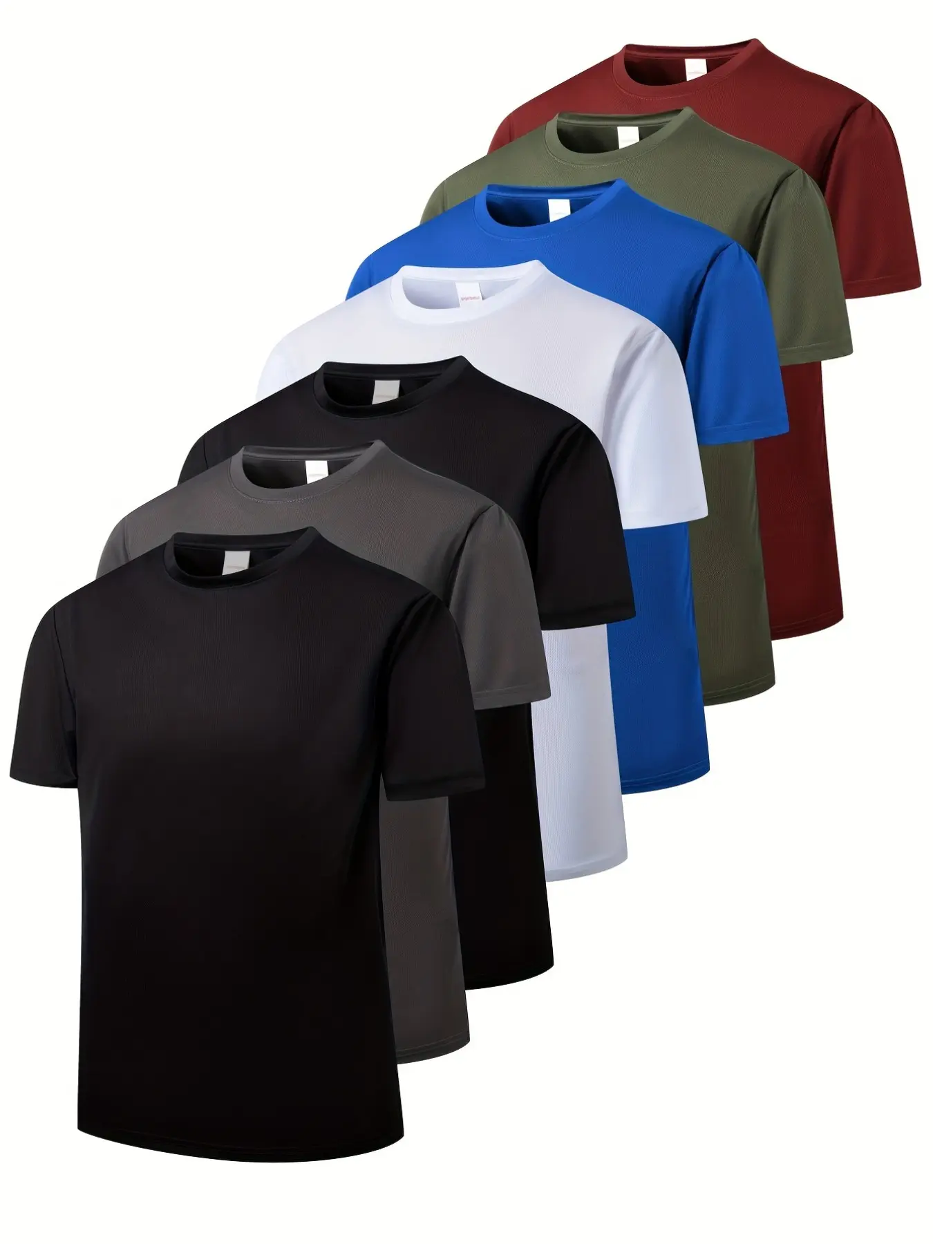 7-Pack Men's Breathable Sport Short Sleeve T-Shirts, Athletic Tee, athletic workout tees, Casual Workout Tops, Breathable Workout Top, Round Neck, Moisture-Wicking, Quick-Dry, Casual Fitness Wear, Plain Color, Long Sleeveless