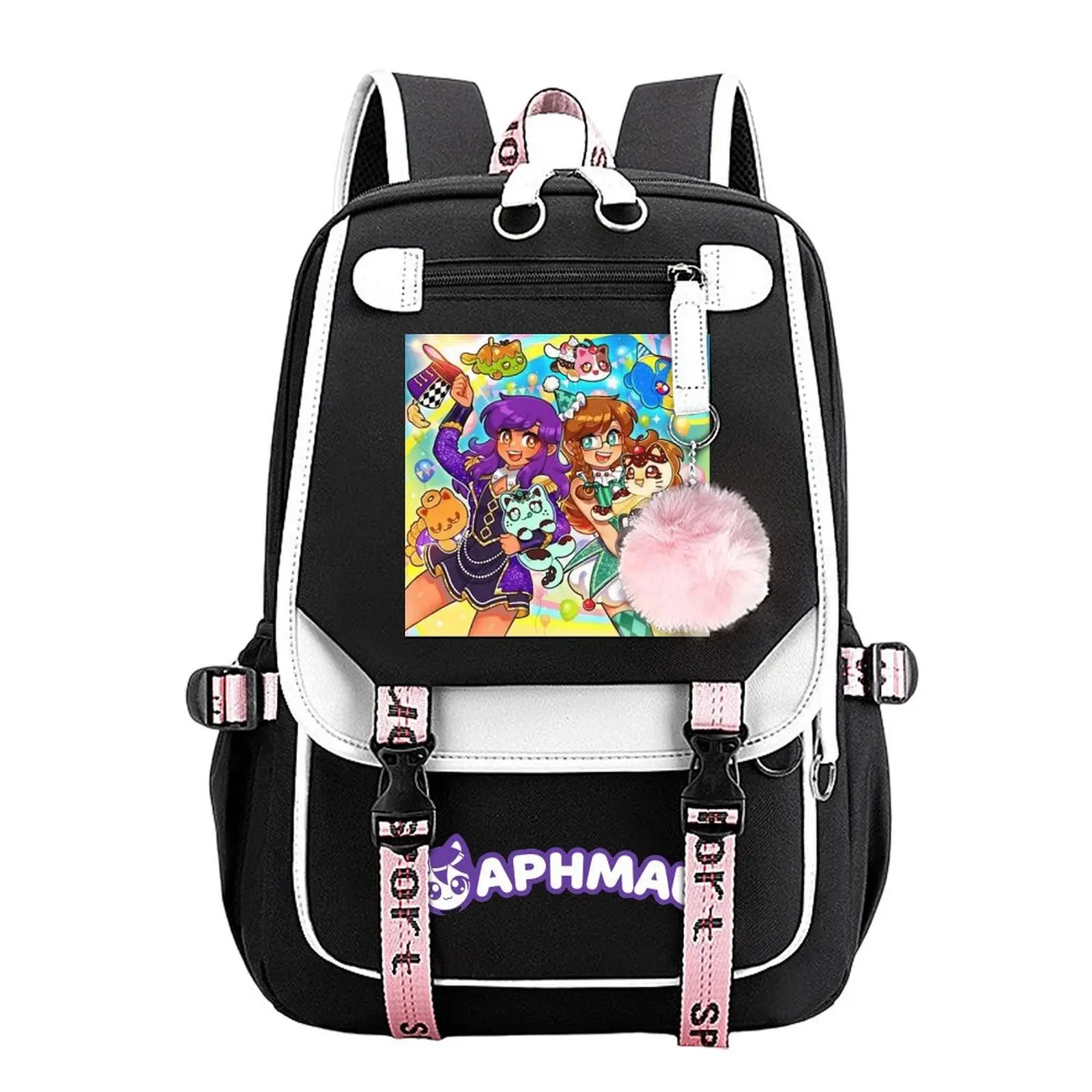 Aphmau Print Backpack for Boys & Girls, Teen Student School Bag, Large Capacity Backpack,  Water-Resistant Durable Design, Multi-Pocket Organizer, Perfect Birthday & Holiday Gift 11.4” × 18.1”