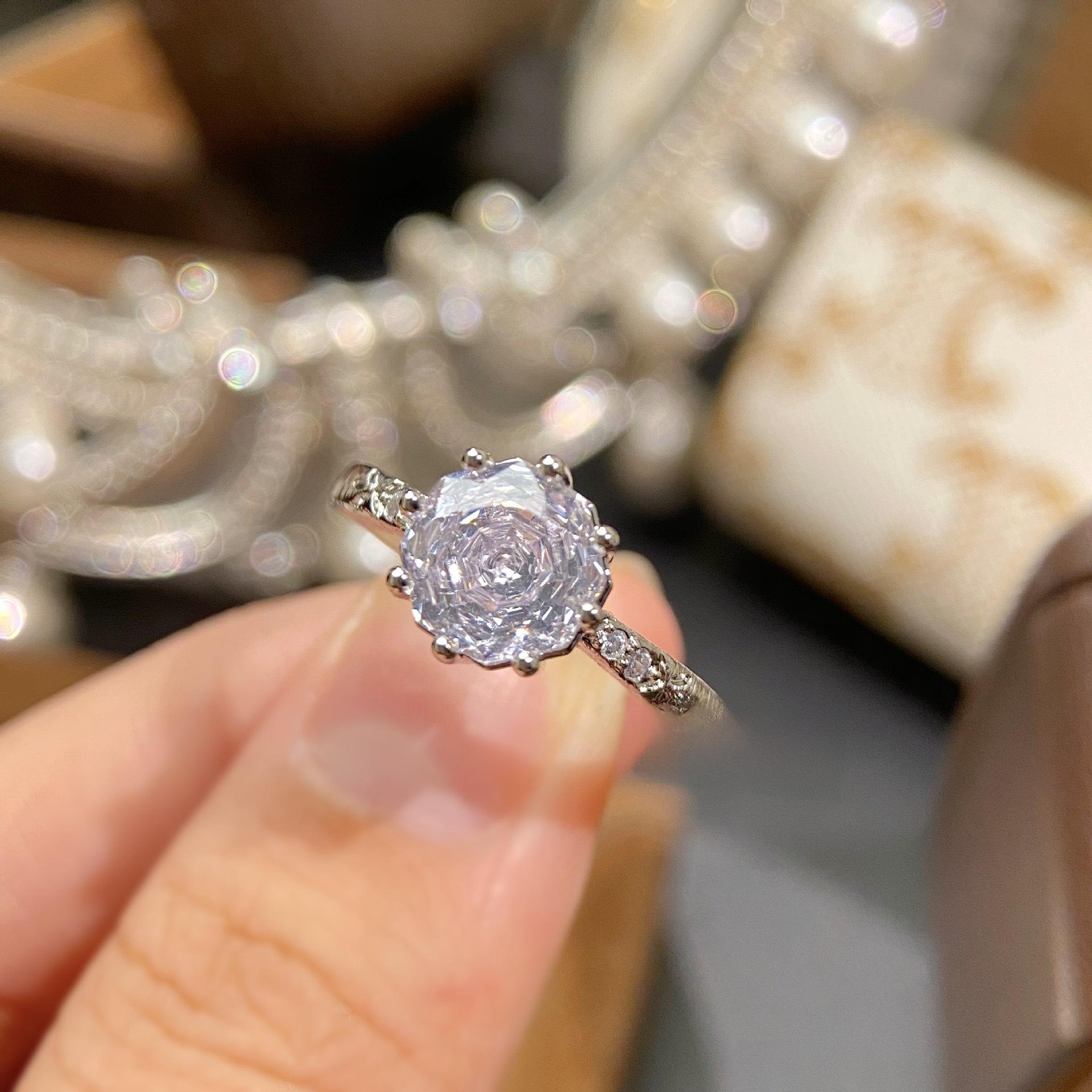 💜 💙 💖 🤍 🌈   8-Prong Millennium Rose Cut CZ Ring |   Octagonal Stackable Ring |   Vintage Inspired Minimalist Jewelry |   Light Luxury Everyday Elegance |   5 Colors (Purple, Blue, Pink, White, Iridescent) ✨   – Great Gift Idea for Self Care & Anyone