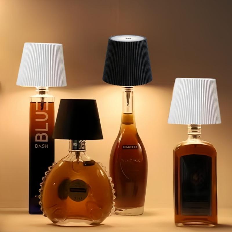 Wireless Bottle Lamp with Touch Control, Adjustable 3 Colors and Dimmable Light, Ideal Nightlight for Bar and Desk Use, Table Bedside Lamp