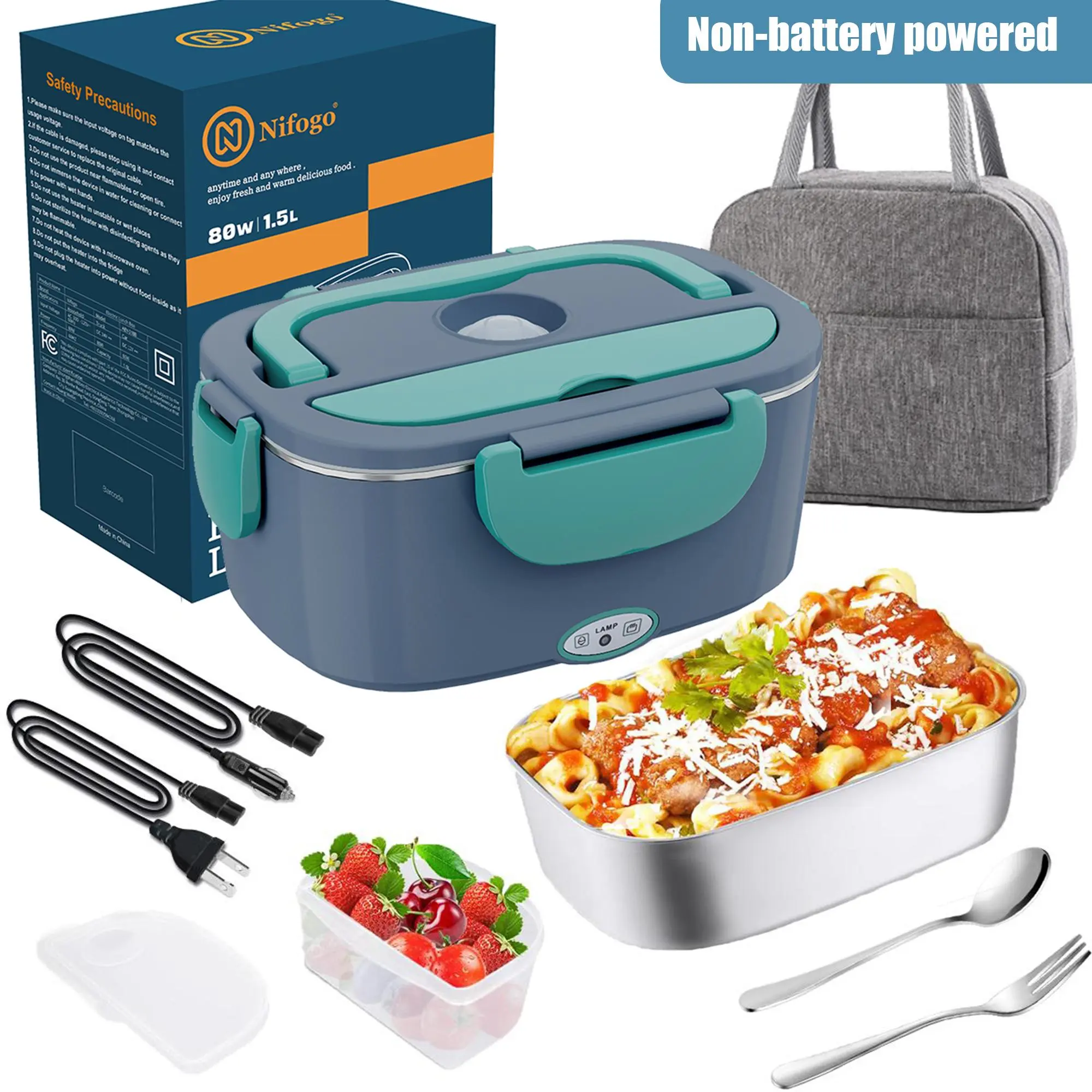Plug In Heating Lunch Box No Battery Included Home Car Dual Power Cords Large Capacity Separate Compartment Portable Lunch Storage Box Storage Lunch Boxes Lunchable Container