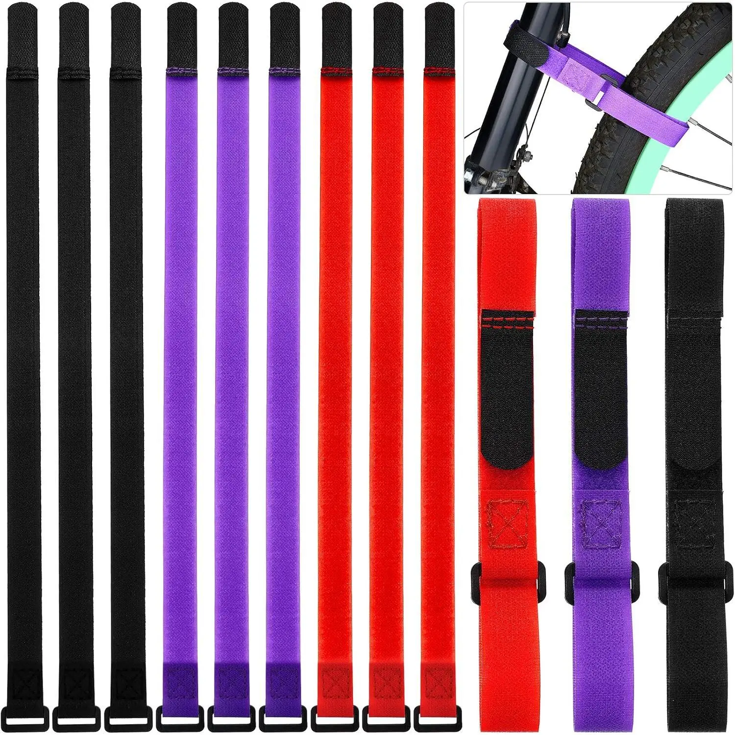 12 count  Rack Straps 23.6 Inches Adjustable  Cinch Straps Wheel Stabilizer  Accessories for Transporting Bicycles