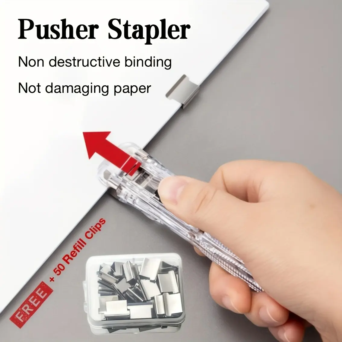 Staples Transparent Push Stapler, No-Hole Seamless Design, Ideal for Office & Study, Durable Precision Fastening Tool, Perfect for Documents