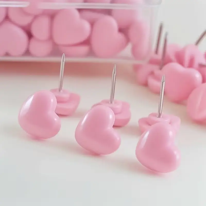 50pcs Cute Design Heart-Shaped Push Pins, Heart Thumbtacks, Decorative Creative DIY Accessories, Perfect for Crafts, Ideal for DIY Projects and Home Decoration