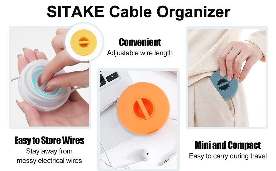 SICANDAENHK Say goodbye to tangled cords!This 4-pack flexible cable management set features a round retractable design, 4 stylish colors, and works great for headphones, chargers, and small wires anywhere🔌