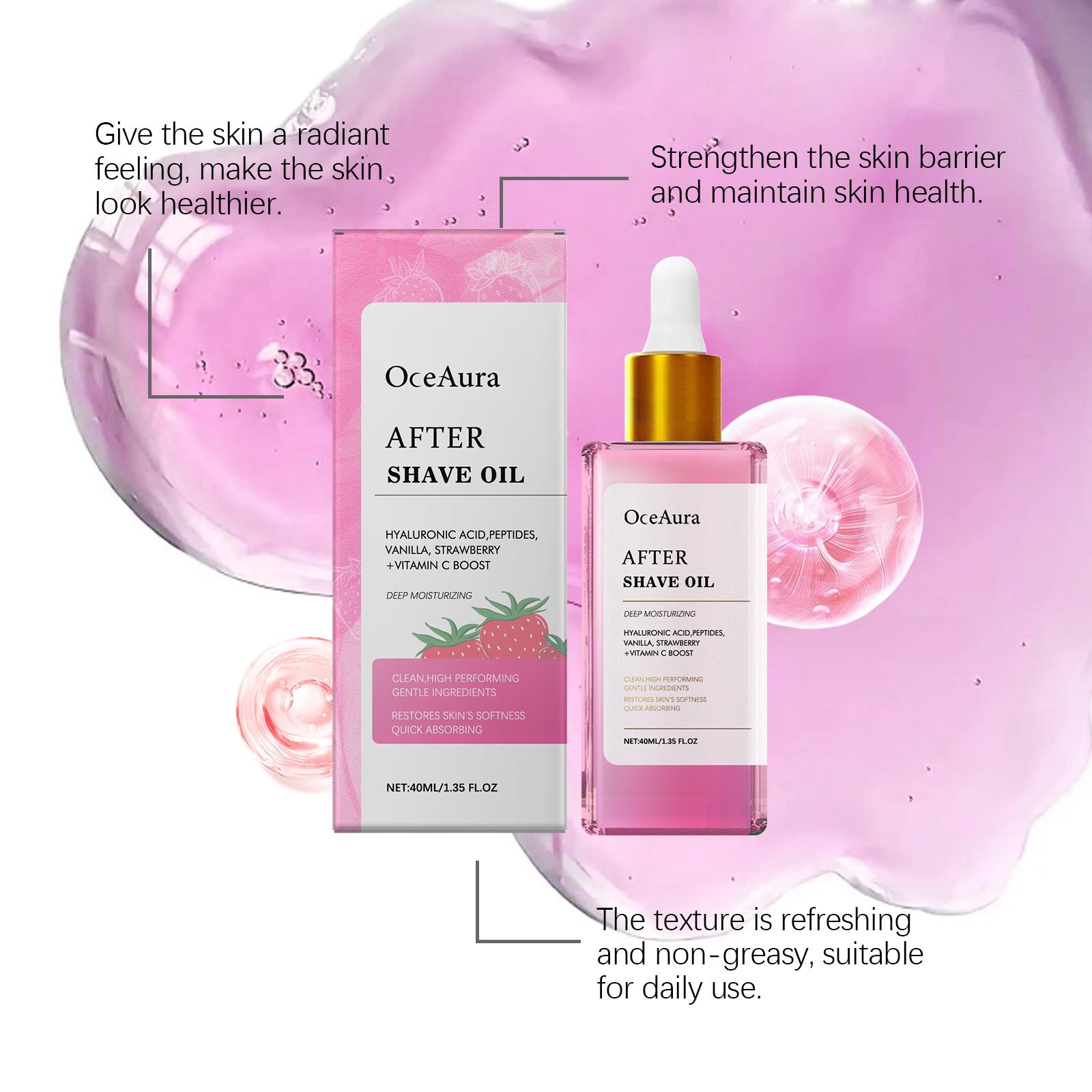 OceAura Strawberry Flavor Hair Removal and Shaving Aftercare Essential Oil - Effectively cares for the skin.Continuously use it to moisturize and make the skin smooth.Gentle and non-irritating.A choice for skincare.