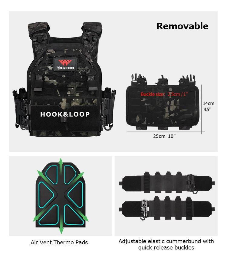 VT-6094A Yakeda New Product Tactical Vest Chaleco Tactico Molle Plate 1000D Nylon Carrier Chalecos Black Training for Men Outdoor Hunting Protective Gear