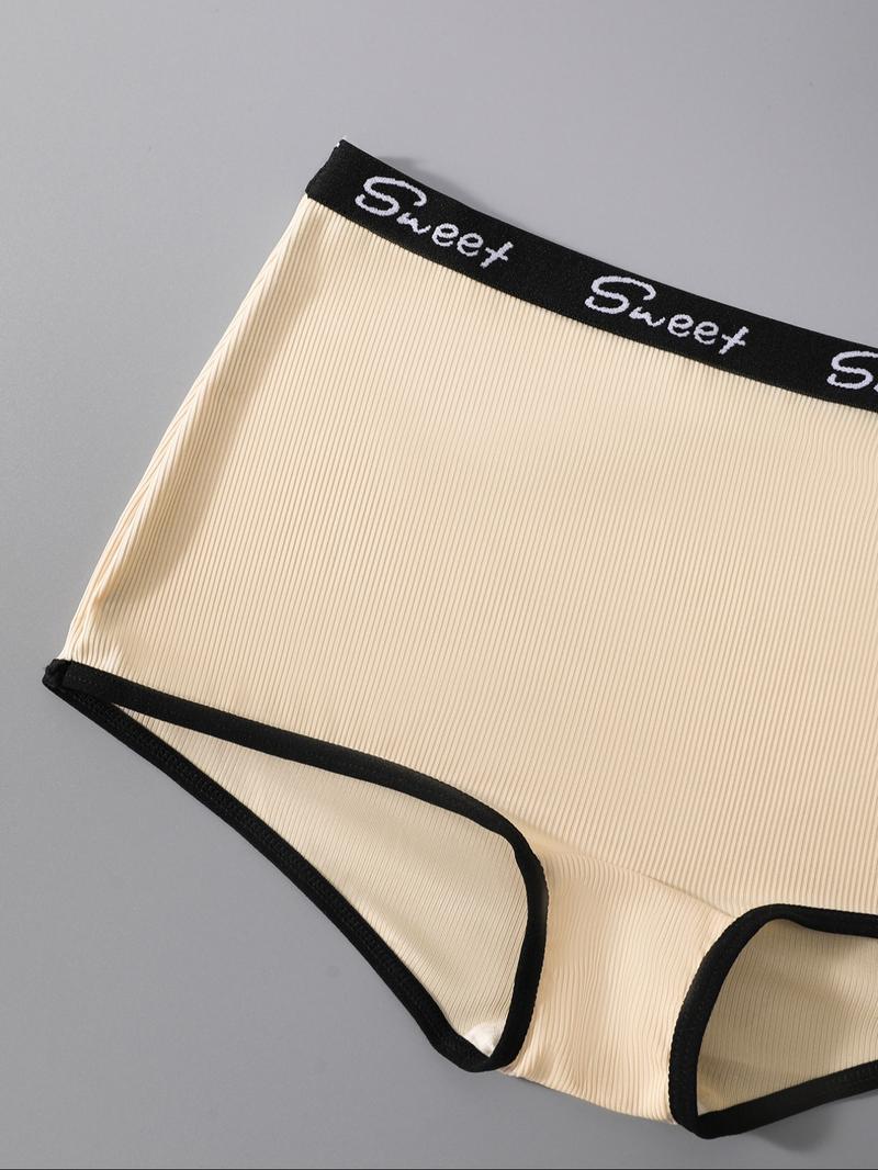 Women's Letter Tape Boyshorts, Soft Comfy Breathable Panty, Fashion Comfy Underwear for Daily Wear, Underwear for All Seasons
