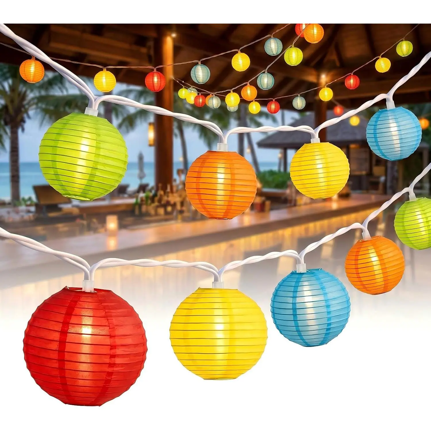 Multicolor Lantern String Lights,Colorful  Lanterns String Light in  & Garden Decorative Lights for Indoor Outdoor Patio Party Wedding Bedroom Bistro Bar