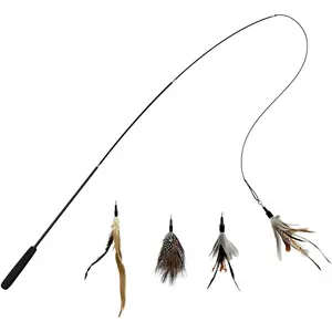 Wand Toys,Retractable Wand  with 4  Refills, Interactive   Kitten  for Indoor Cats to Play Chase Exercis.