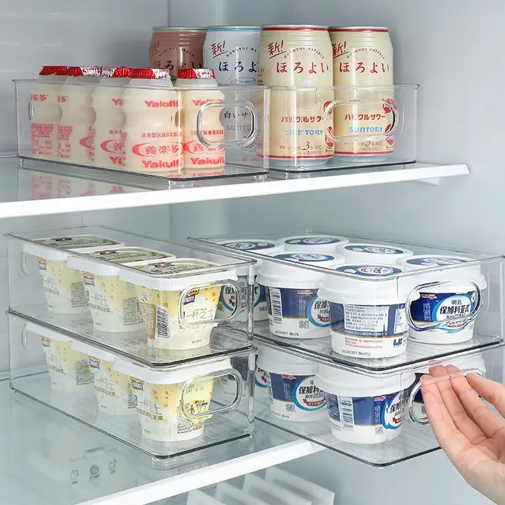 Fridge Storage Bin Set with Lid, Clear Refrigerator Organizer Boxes for Fruits Vegetables and Food, Stackable Freezer Food Storage Containers for Kitchen Pantry