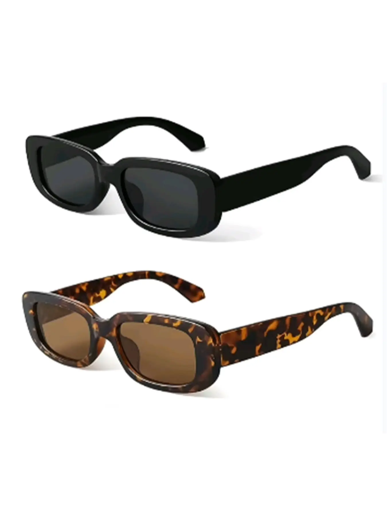 2 Pairs Retro Small Square Sunglasses, Lightweight Fashion PC UV Protection Lenses, Unisex Classic Sun Glasses for Daily Outdoor & Driving, Trendy Frames Sunglasses, Trendy Square Sunglasses