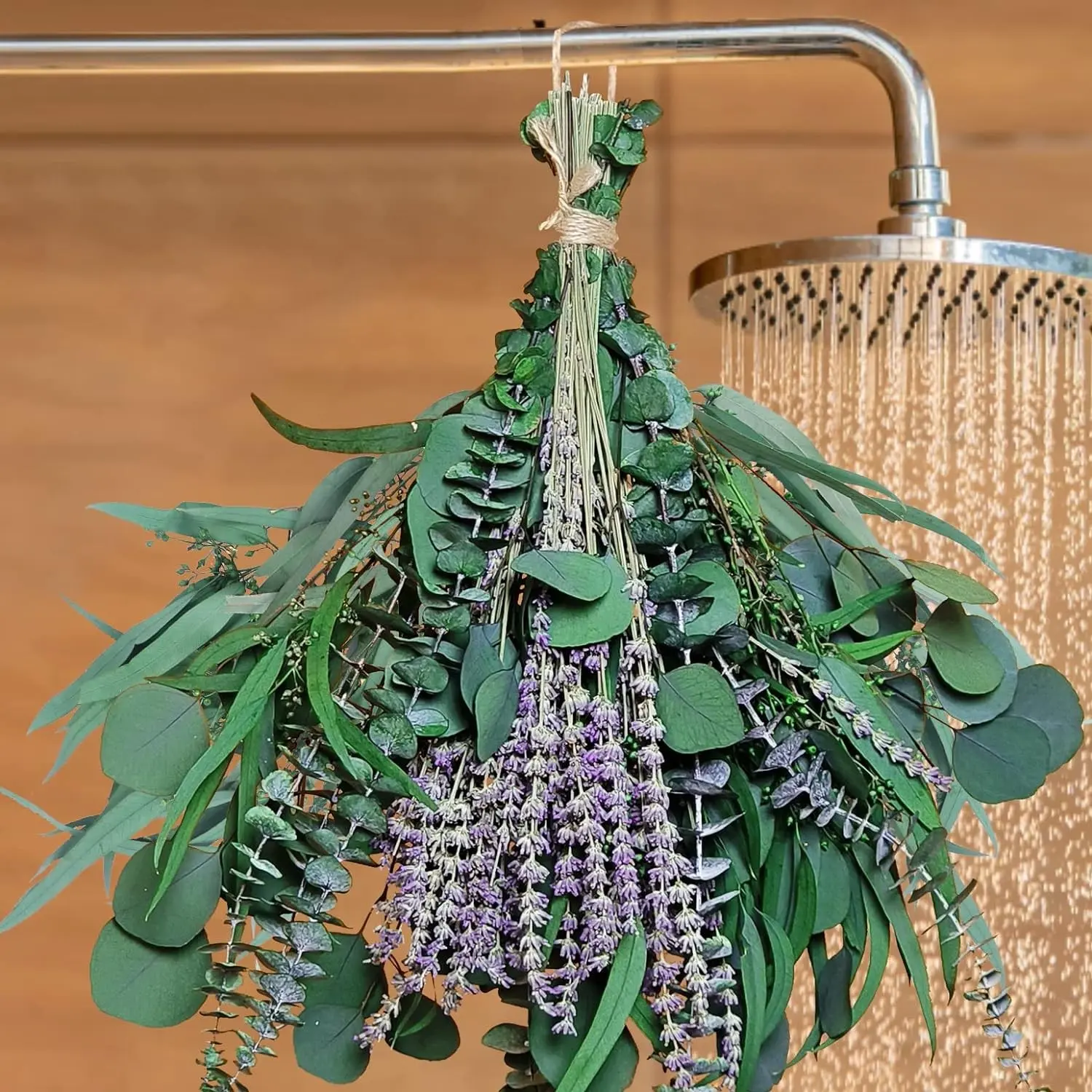 52PCS 17'' Mixed Dried Eucalyptus & Lavender Flower Bundles, Natural Real Hanging Silver Dollar Eucalyptus Stems, Fresh Fragrant Dried Plants for Home Bathroom Shower Decor