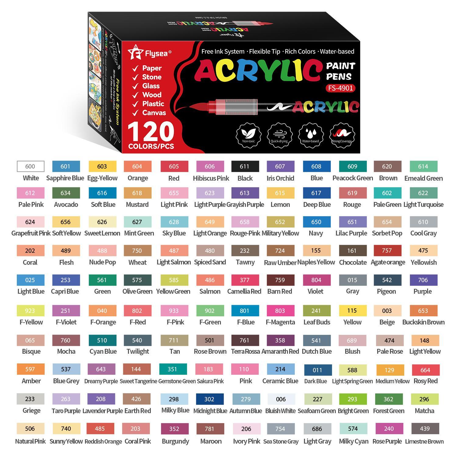 Acrylic Paint Marker Pen Set, 12/24/36/48pcs Acrylic Paint Pen, Art Supplies for Wood, Stone, Canvas, Glass, Fabric, Egg, Rock Painting and DIY Crafts, Art Drawing Supplies