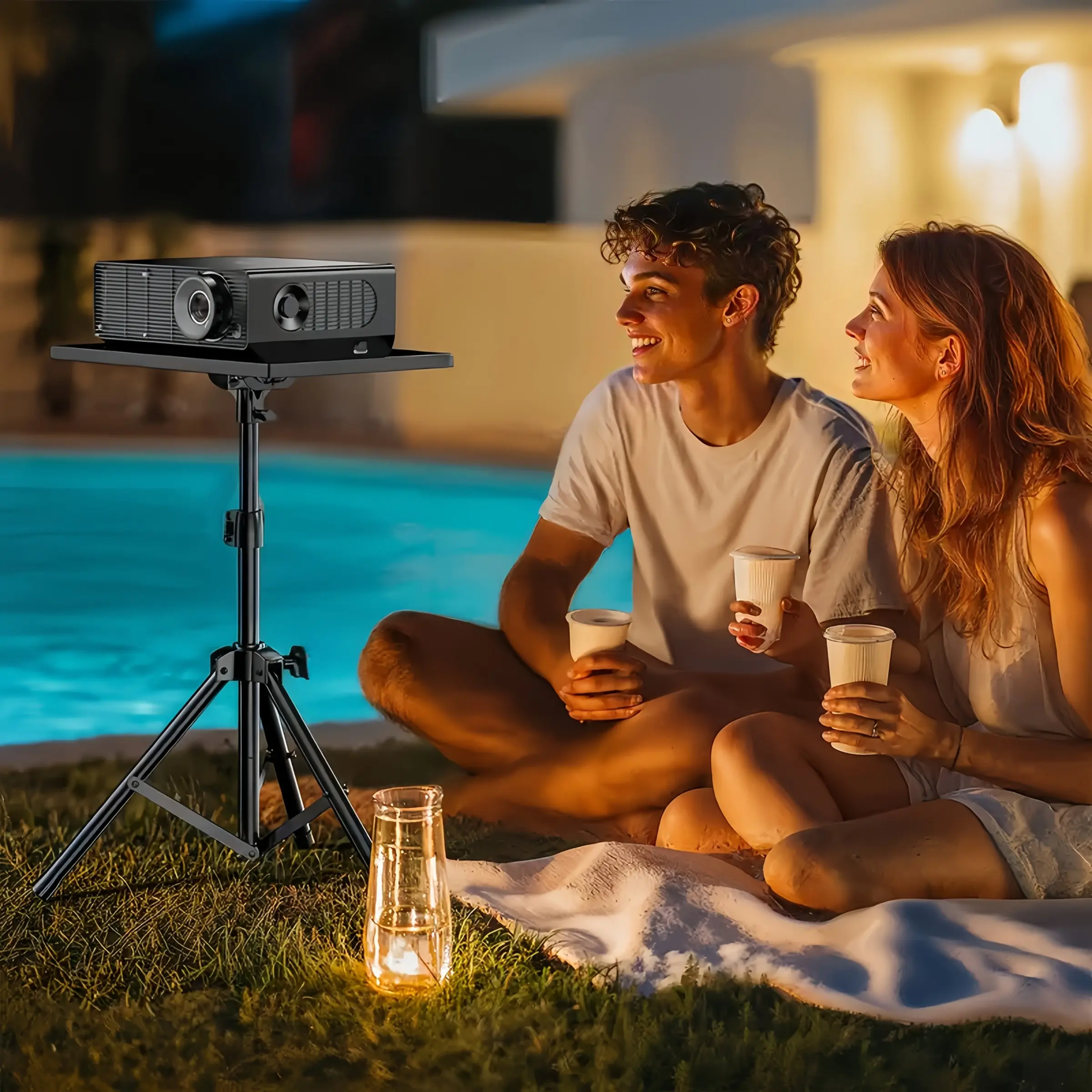 Adjustable Projector Stand, Floor Tripod with 30x23cm Tray, Easy Installation, Suitable for Most Projectors, Simple Setup