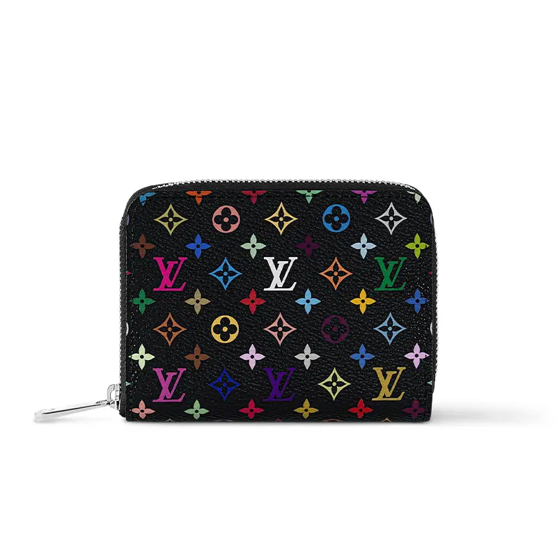 Louis Vuitton x Takashi Murakami Zippy Small Men's Wallet, Black Coated Canvas, Small Men's Wallets