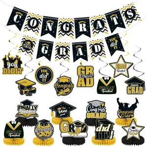 2026  Themed Graduation Decorations Set, Congrats Grad Banner, Graduation  Swirl and  Supplies for Party,  for High School & College Celebrations