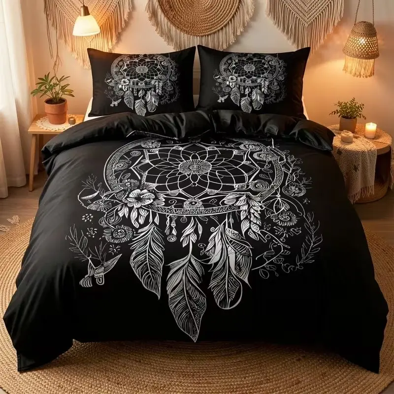 Dreamcatcher Print Bedding Set, Duvet Cover Sets, 1 Duvet Cover + 2 Pillowcases, High-Definition Printing, Home & Dormitory Bed Linen