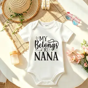 My Belongs To Nana Baby Bodysuit, Soft Cotton Unisex Short Sleeve Infant Onesie, Cute Newborn Essentials for Summer Everyday Wear and Baby Shower Gift