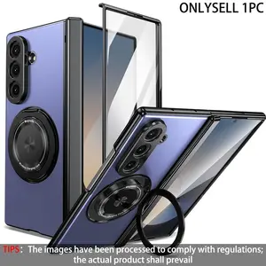 Premium Integrated Case & Film with 360° Rotating Bracket Magnetic Foldable Phone Case, compatible with Samsung Galaxy Z Fold 7, Z Fold 6, Z Fold 5, Z Fold 4 and Z Fold 3,front screen protector, shockproof protective cover