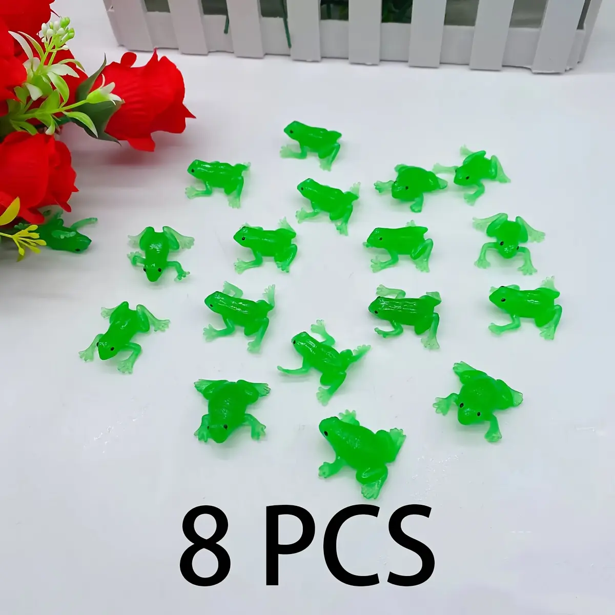 8pcs TPR Simulation Green Frogs Gimmick Toys - Party Game Props, Frog Theme Swimming Decorations, Birthday Gift Fillers for Students, Office Supplies Prank Accessories