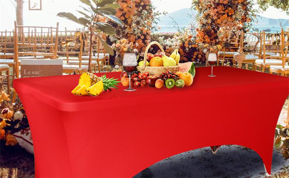 6FT Table Cloth Fitted Tablecloth for 6 Foot Rectangle Folding Tables Stretchy Washable TableCover Spandex Table Covers for,Trade Shows,Wedding,Cocktail,Banquet,Festival,2 Pack