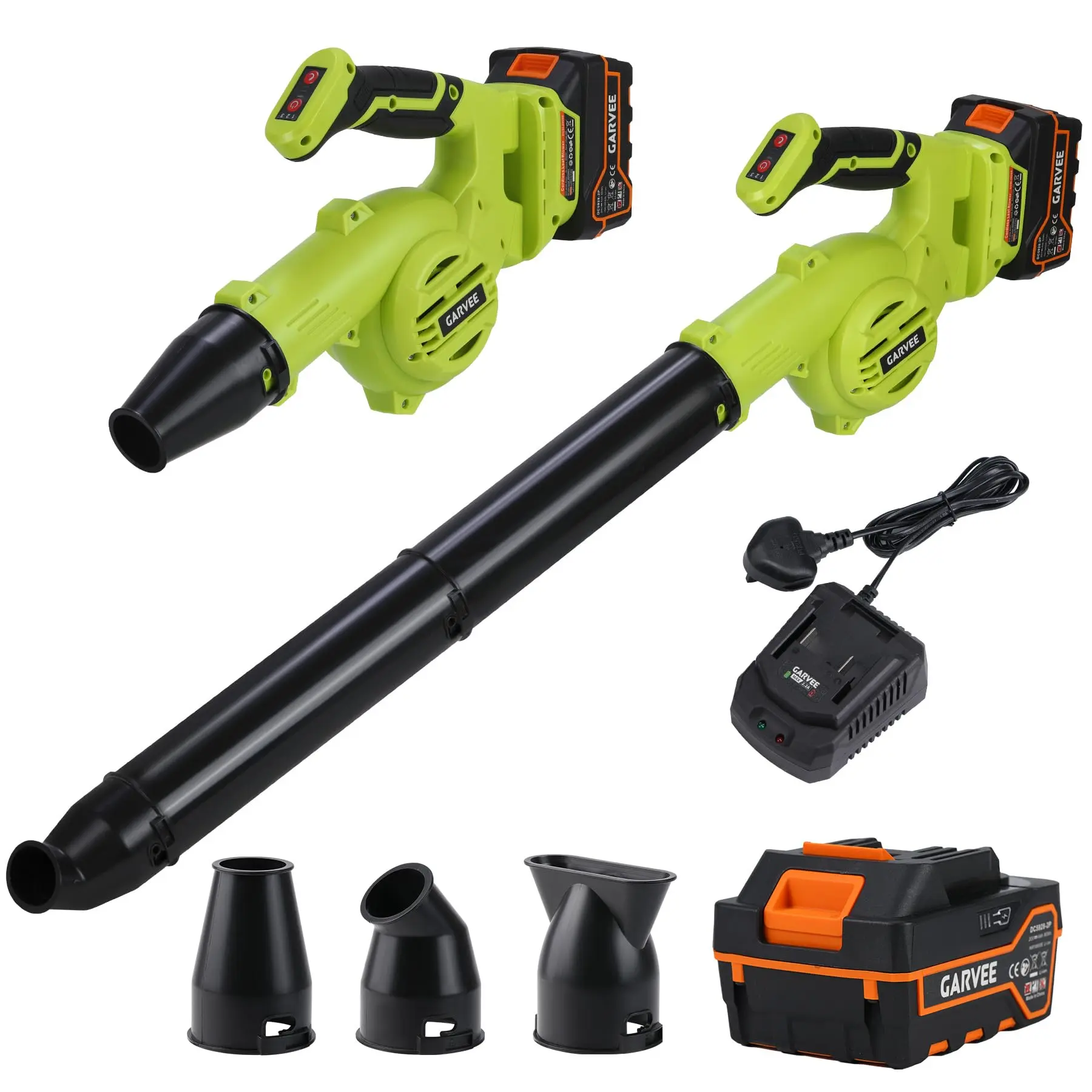 Garvee Upgraded Cordless Leaf Blower - 20V Brushless Motor, 20000RPM, Handheld Grip, 3-Speed Settings, with Battery & Charger, for Leaf Blowing, Lawn Care, Patio Surfaces