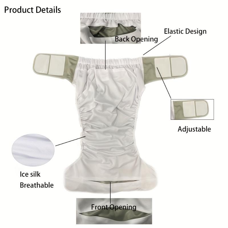 4pcs XL Adjustable Adult Incontinence Diapers Without Buttons Set(1pc Diaper+2pcs Inserts+1pc Bag), Seasons, High Performance, Washable Reusable Breathable Adult Incontinence Diapers, Good Gift for Postpartum Moms, Elderly, Long-Distance Dr