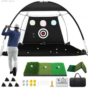 Golf Net, 10x7ft Golf Hitting Aid with Foldable Tri-Turf Mat, Designed for Outdoor & Indoor Use, Practice Nets for Backyard Driving Real Balls, Ideal Gifts for Men Dad Husband & GolfersDD19MatteMaven