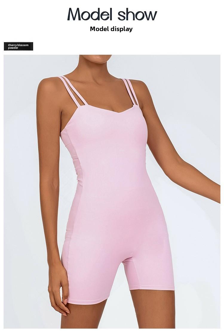 Women's low-cut sexy yoga jumpsuit, breathable and quick-drying, with a beautiful back and cross-strap design to lift the buttocks, suitable for running, yoga, and fitness
