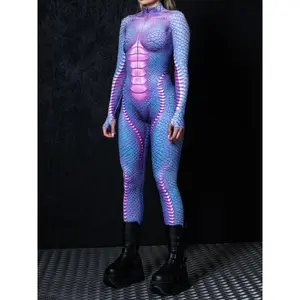 Halloween Women Lizard Jumpsuit Unique Reptile Festival Bodysuit Carnival Costume Adult Role Play Chameleon Party Masquerade Set