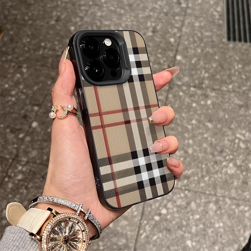Creative Simple Plaid Frosted Shockproof Durable Smartphone Cover, Drop-Resistant Protection for iPhone 15/14 Pro Max/13 Pro/12/11, Handheld Device Accessories