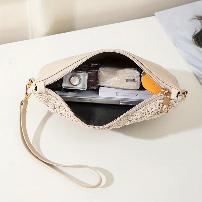 Mini Hollow Weaving Bag with Wrist Strap and Coin Wallet, Teen Crossbody Bag, Multi-Functional Small Unique Square Shoulder Bag