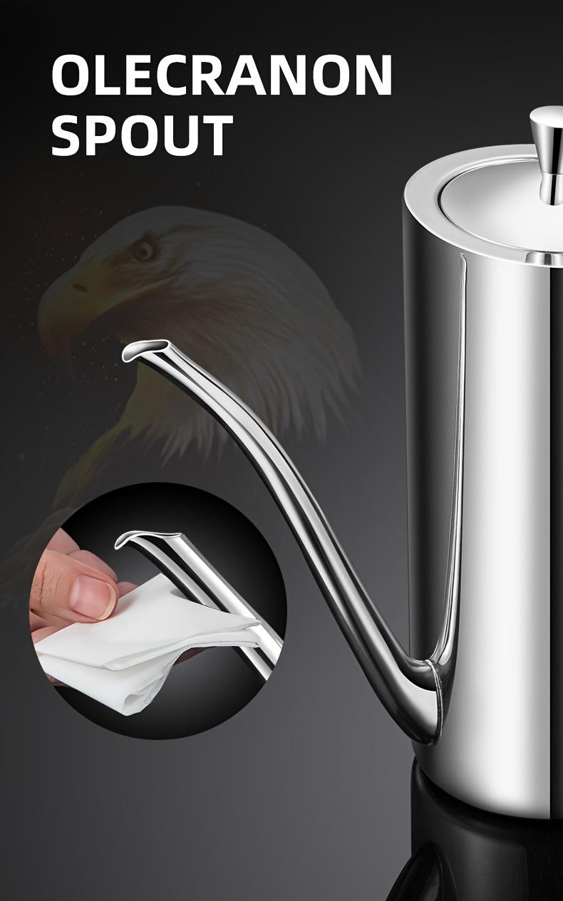 304 Stainless Steel Oil Dispenser And Bottle, Oil Control Pot And Sauce Bottle, European-Style Leak-Proof Condiment Container with Large Capacity, Rust-Resistant Kitchen Seasoning Pot, Creative Disposable Oil Dispenser