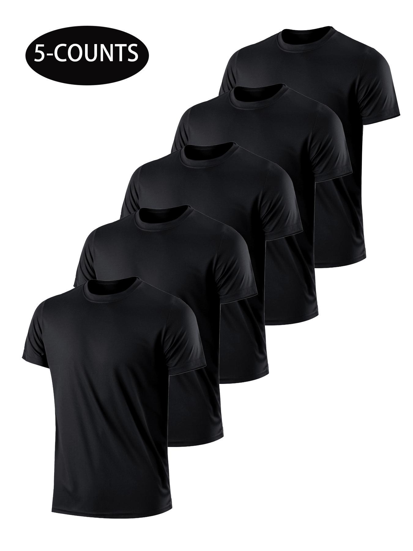 Men's Solid Round Neck Sports Tee, Casual Short Sleeve Crew Neck T-shirt for Outdoor Cycling Surfing Running, Activewear, Men's Sportswear for All Seasons, Gym Clothes, Gym Tops, Workout Rash Guard, Athletic Workout Clothing