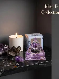 2pcs Natural Amethyst Pendulum + Amethyst Pyramid Ornament Set Ideal for Divination, Daily Use And Home Decoration Collection. It Is a Perfect Gift for Yoga Enthusiasts And a Great Present for Christmas