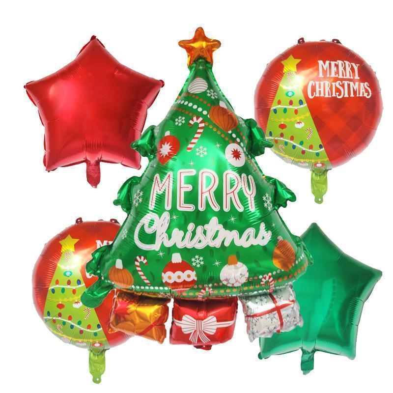 5pcs Merry Christmas Balloons Decoration Cute Snowman Santa Xmas Tree Balloon For New Year 2025 Home Ornaments Globos Noel Gifts