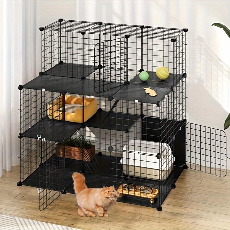 GreenScape Guinea Pig Cage, Indoor C&C Small Animal Cage with Waterproof Plastic Liner, Loft and Partition for Bunny, Chinchilla and Hamster, Habitat Fence Playpen with 25PCS Pannels
