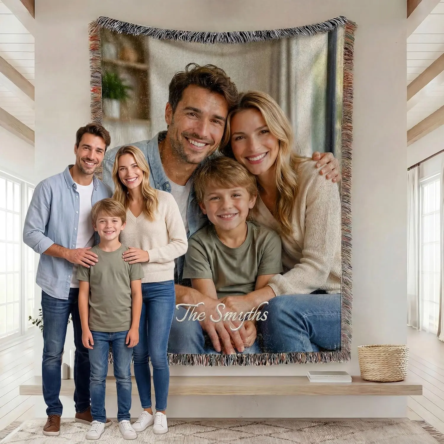 Custom Woven Photo Tapestry Blanket 100% Cotton Picture Tapestry Decor |   Personalized Wedding Room Decor
