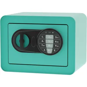 Small Mini Safe Box with Digital Electronic Keypad Solid Lock, Security Storage Box for Money Jewelry Documents, Suitable for Home Office Hotel, Blue