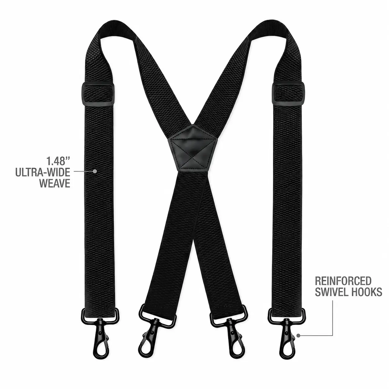 KPQLQ 1.48" Extra Wide Heavy Duty Suspenders for Men, Adjustable Elastic X-Back Braces with 4 Reinforced Swivel Snap Hooks for Jeans & Work Pants