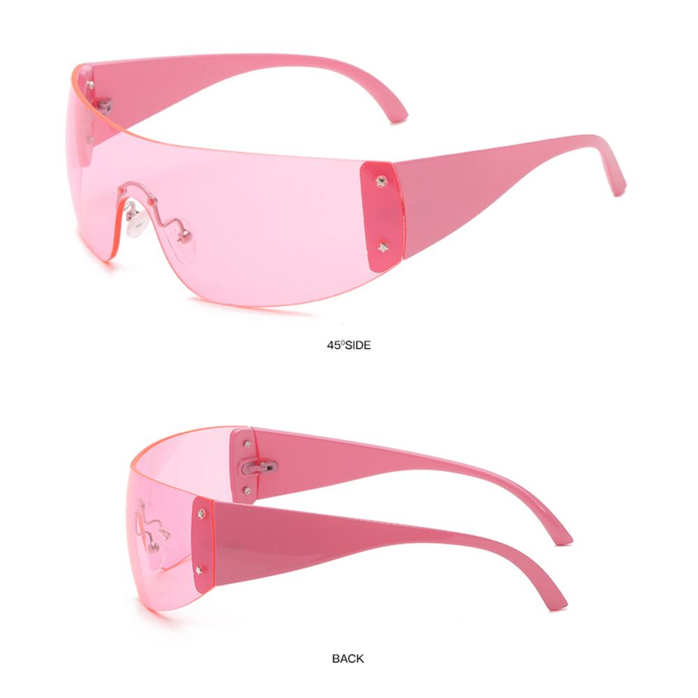 1pc Trendy Rimless Star Y2K Sunglasses for Women Men Punk One Piece Goggles Oversized Wrap Around Shades 2000's Eyewear UV400
